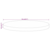 Produktbild för Bordsskiva Ø 50x3,8 cm rund massivt grovt mangoträ