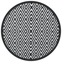 Produktbild för Utomhusmatta vit och svart Ø160 cm PP