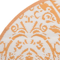 Produktbild för Utomhusmatta orange och vit Ø160 cm PP