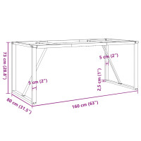 Produktbild för Bordsben för matbord O-ram 160x80x73 cm gjutjärn
