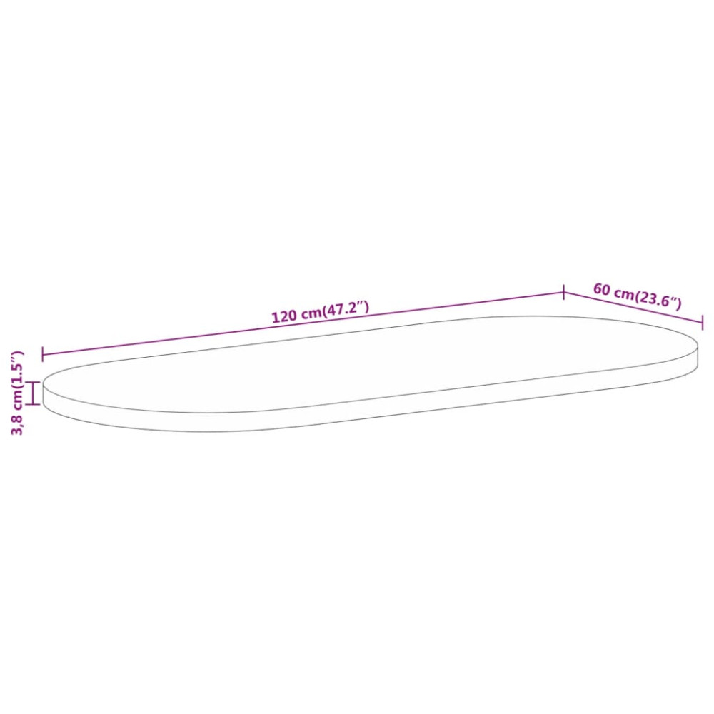 Produktbild för Bordsskiva 120x60x3,8 cm oval massivt mangoträ
