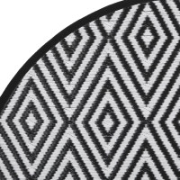 Produktbild för Utomhusmatta vit och svart Ø200 cm PP