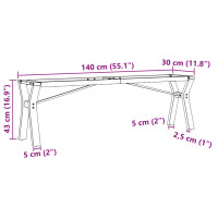 Produktbild för Bordsben för soffbord Y-ram 140x30x43 cm gjutjärn