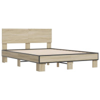 Produktbild för Sängram sonoma-ek 120x200 cm konstruerad trä och metall