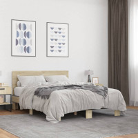 Produktbild för Sängram sonoma-ek 120x200 cm konstruerad trä och metall