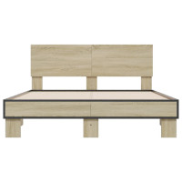 Produktbild för Sängram sonoma-ek 120x200 cm konstruerad trä och metall