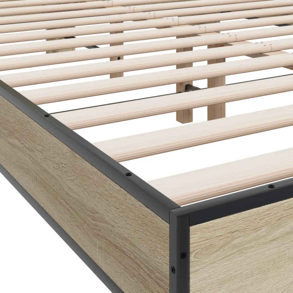 Produktbild för Sängram sonoma-ek 120x200 cm konstruerad trä och metall