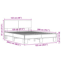 Produktbild för Sängram sonoma-ek 120x200 cm konstruerad trä och metall