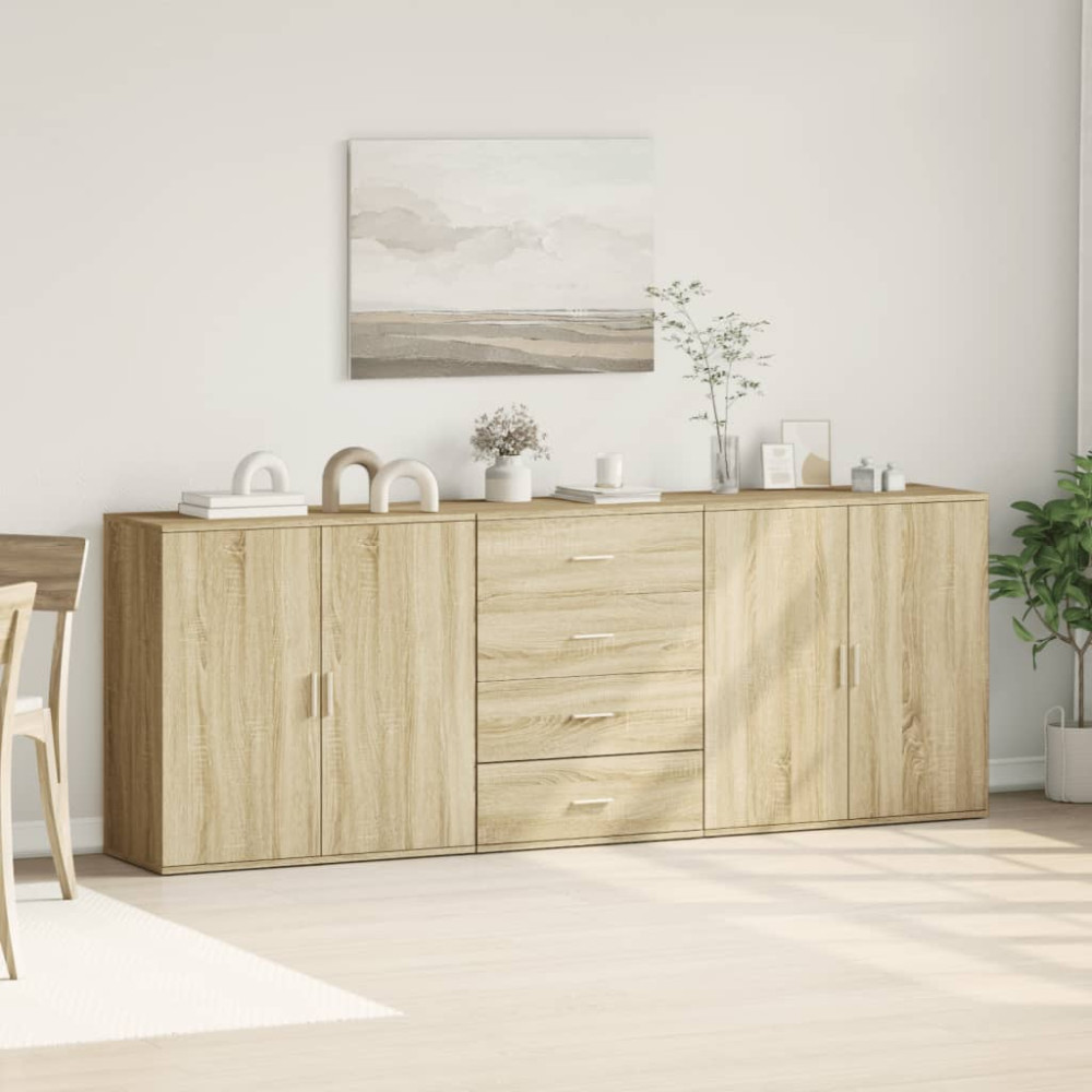 Produktbild för Skänk 3 delar Sonoma ek konstruerat trä