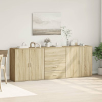 Produktbild för Skänk 3 delar Sonoma ek konstruerat trä