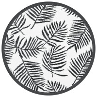Produktbild för Utomhusmatta vit och svart Ø160 cm PP