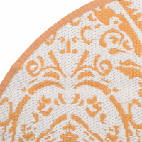 Produktbild för Utomhusmatta orange och vit Ø200 cm PP