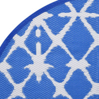 Produktbild för Utomhusmatta blå och vit Ø120 cm PP