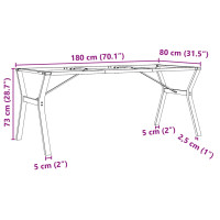Produktbild för Bordsben för matbord Y-ram 180x80x73 cm gjutjärn