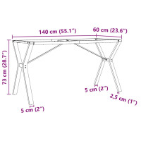 Produktbild för Bordsben för matbord Y-ram 140x60x73 cm gjutjärn