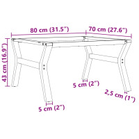 Produktbild för Bordsben för soffbord Y-ram 80x70x43 cm gjutjärn