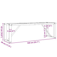 Produktbild för Bordsben för soffbord O-ram 140x30x43 cm gjutjärn