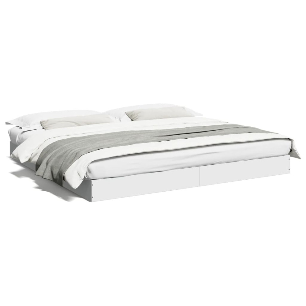 Produktbild för Sängram utan madrass vit 180x200cm konstruerat trä