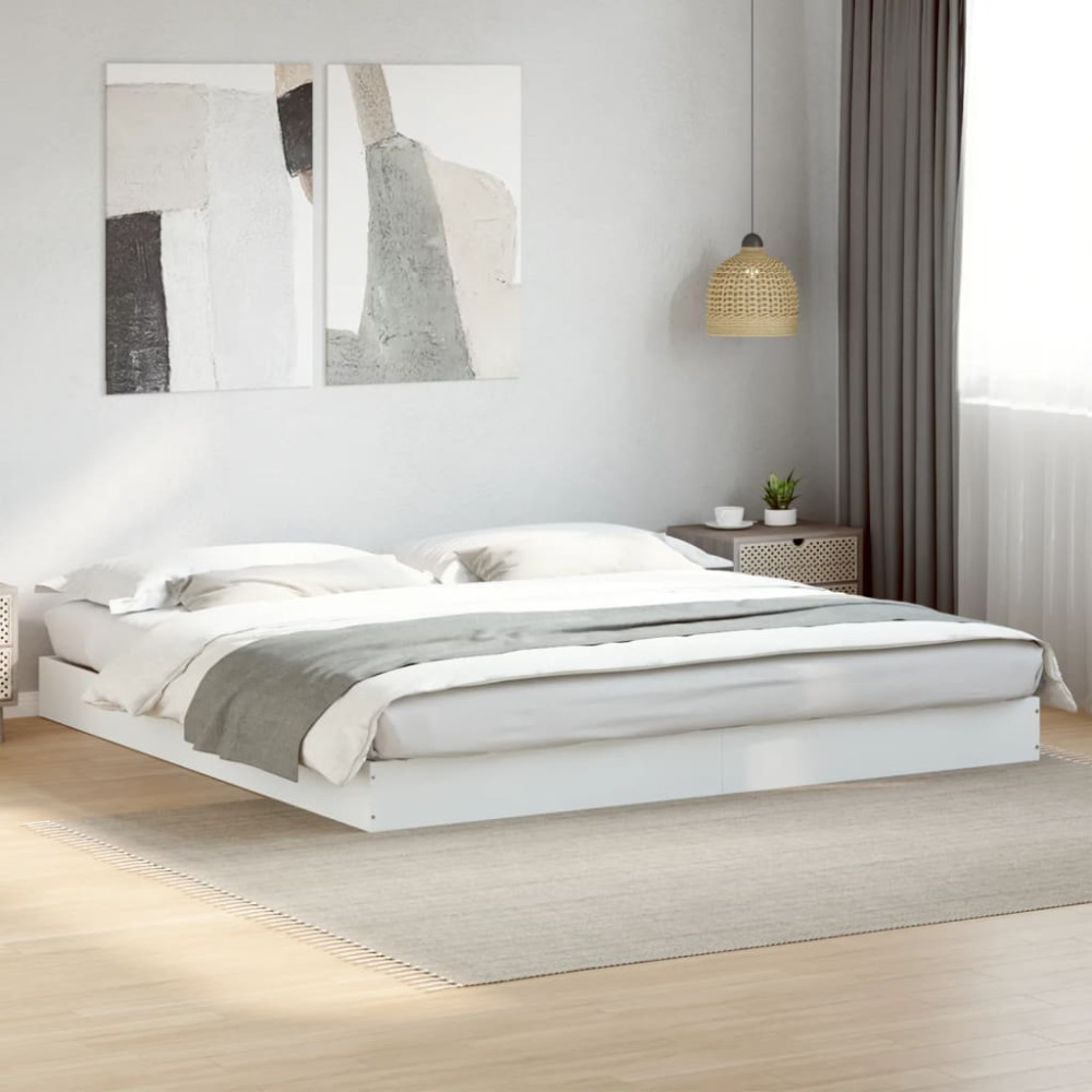 Produktbild för Sängram utan madrass vit 180x200cm konstruerat trä