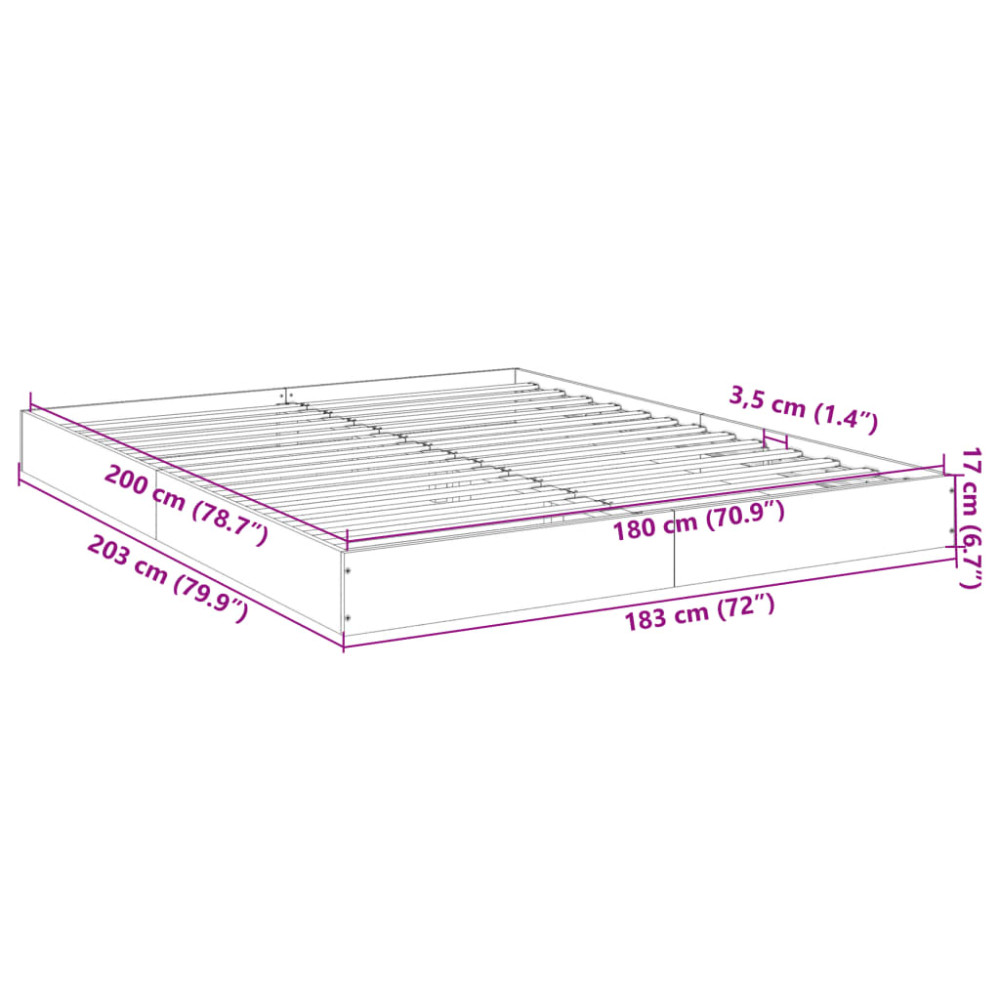 Produktbild för Sängram utan madrass vit 180x200cm konstruerat trä