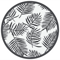 Produktbild för Utomhusmatta vit och svart Ø120 cm PP