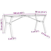 Produktbild för Bordsben för matbord Y-ram 160x80x73 cm gjutjärn