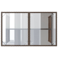 Produktbild för Trädgårdsbord med glasskiva brun 110x68x70 cm konstrotting