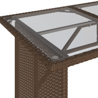 Produktbild för Trädgårdsbord med glasskiva brun 110x68x70 cm konstrotting