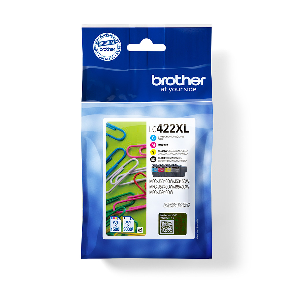 Produktbild för Brother LC422XLVAL bläckpatroner 4 styck Original Svart, Cyan, Magenta, Gul