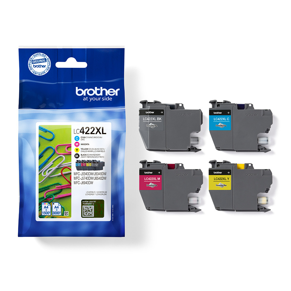 Produktbild för Brother LC422XLVAL bläckpatroner 4 styck Original Svart, Cyan, Magenta, Gul