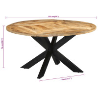Produktbild för Matbord Ø150x76 cm massivt grovt mangoträ