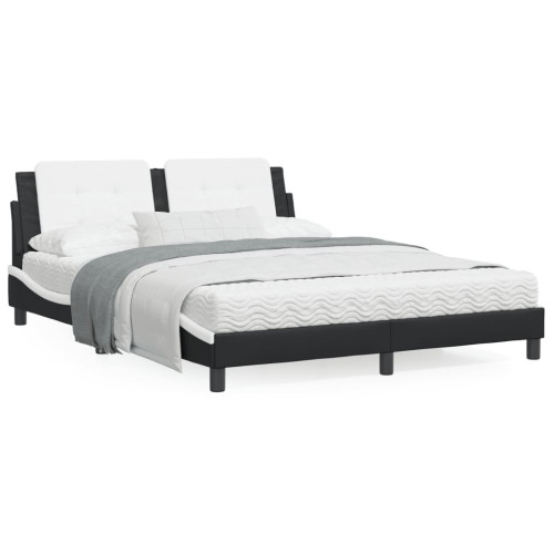 vidaXL Bed Frame with LED without Mattress "Zadar" Black and White 160x200 cm - Sängar & Sängramar