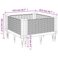 Produktbild för Odlingslåda med piggar ljusgrå 42,5x42,5x28,5 cm PP