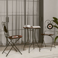 Produktbild för Caféstolar fällbara 2 st terrakotta och vit keramik