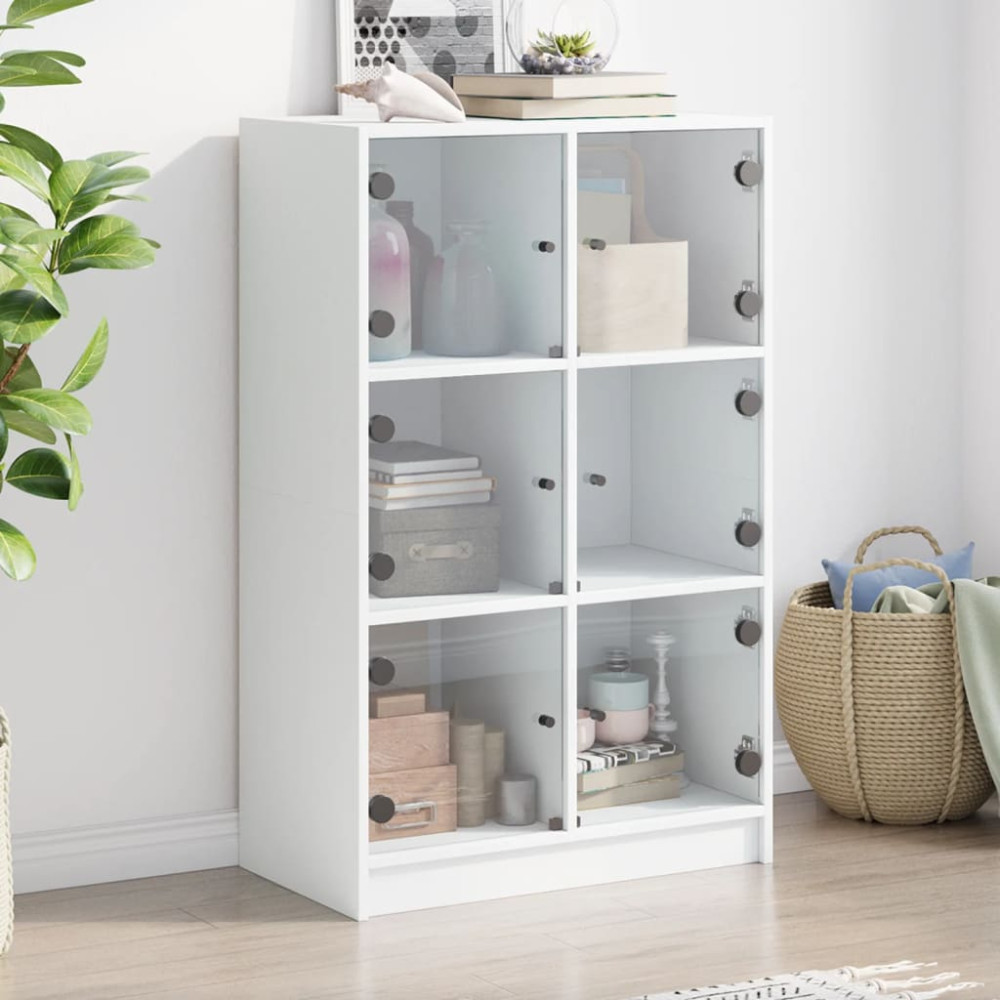 Produktbild för Skåp med dörrar vit 68x37x109 cm konstruerat trä