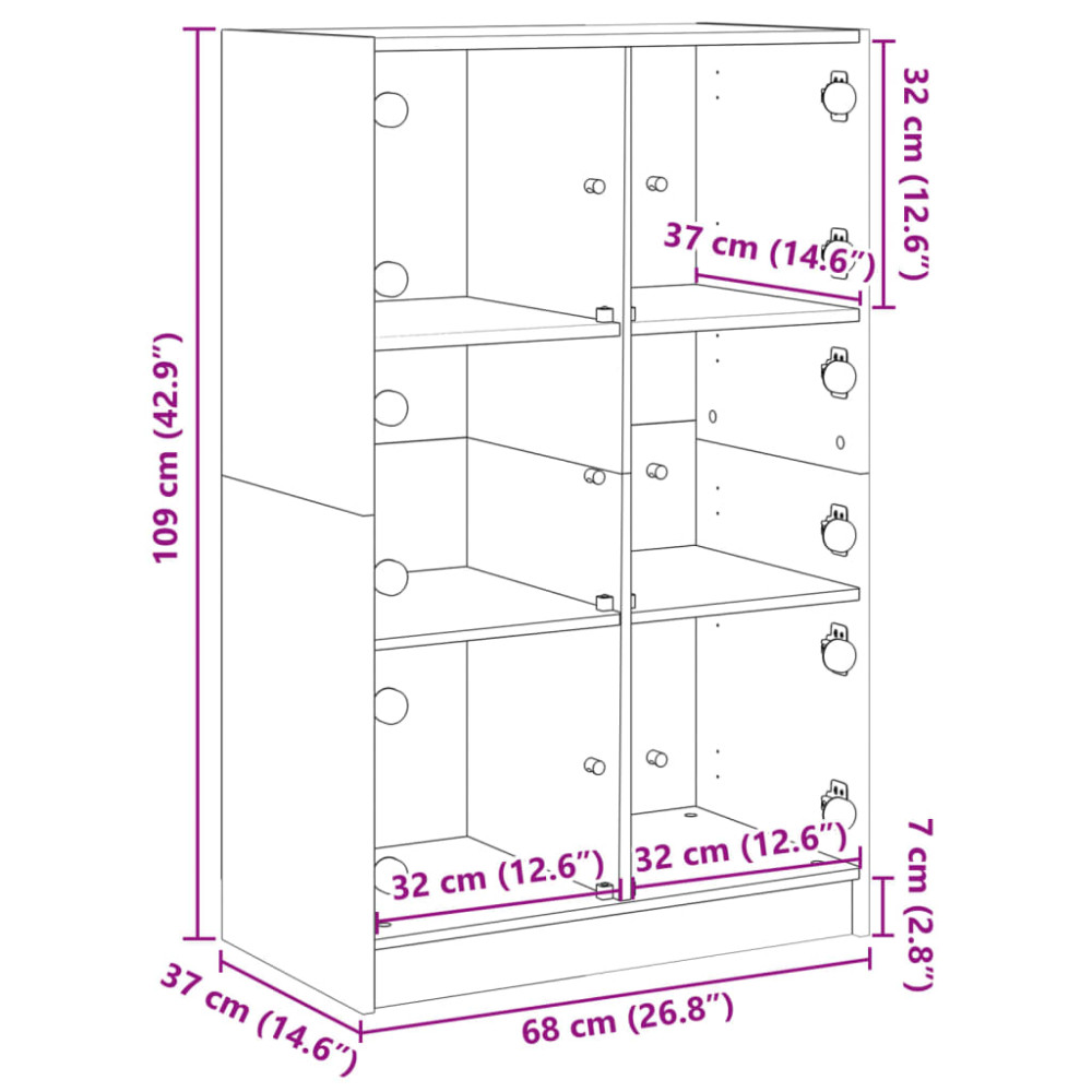 Produktbild för Skåp med dörrar vit 68x37x109 cm konstruerat trä