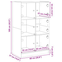 Produktbild för Skåp med dörrar vit 68x37x109 cm konstruerat trä