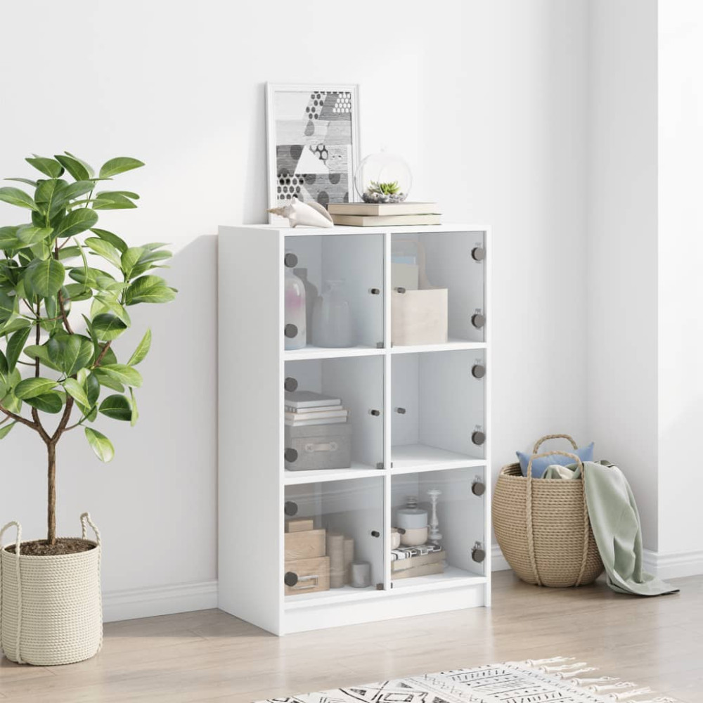 Produktbild för Skåp med dörrar vit 68x37x109 cm konstruerat trä