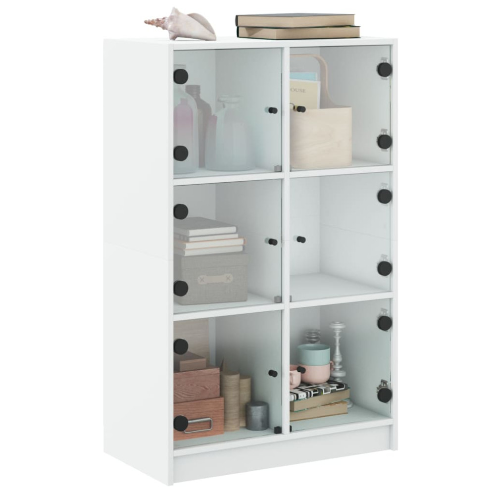 Produktbild för Skåp med dörrar vit 68x37x109 cm konstruerat trä