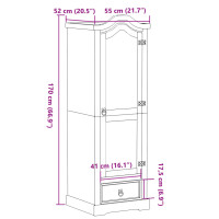 Produktbild för Garderob Corona 55x52x170 cm massiv furu