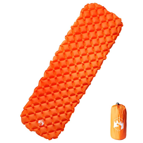 vidaXL Uppblåsbar campingmadrass 1 person orange 190x58x6 cm