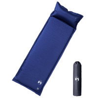 Produktbild för Självuppblåsande campingmadrass med kudde 1 person marinblå