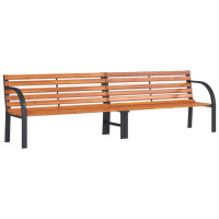 Produktbild för Trädgårdsbänk brun 231 cm trä & pulverlackerat stål