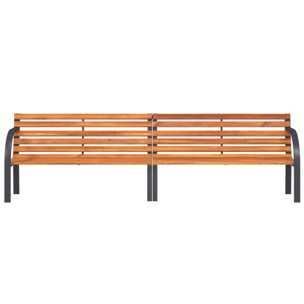 Produktbild för Trädgårdsbänk brun 231 cm trä & pulverlackerat stål
