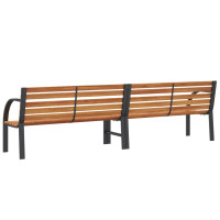 Produktbild för Trädgårdsbänk brun 231 cm trä & pulverlackerat stål