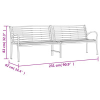 Produktbild för Trädgårdsbänk brun 231 cm trä & pulverlackerat stål