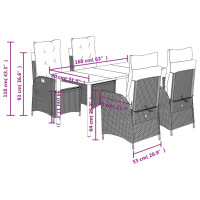 Produktbild för Matgrupp för trädgården med dynor 5 delar beige konstrotting