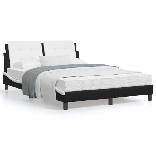 vidaXL Bed Frame without Mattress "Zadar" Black and White 140x190 cm Faux Leather - Sängar & Sängramar