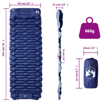 Produktbild för Självuppblåsande campingmadrass med kudde 1 person marinblå