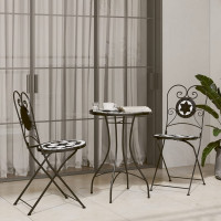 Produktbild för Caféstolar fällbara 2 st svart och vit keramik